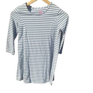 Faded Glory Girl's Gray and White Striped Dress Sz M (7-8)